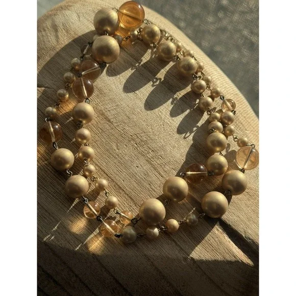 Vtg Carolee Gold Tone‎ Multi Bead Ball Necklace 24" Signed - Picture 3 of 3